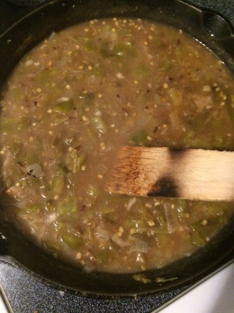 Green-chile sauce is basically brown gravy with onions and green chiles in it. It's good on just about everything.